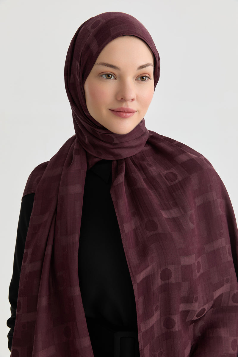 Miray Jakar Natural Şal - Mürdüm TUGBA