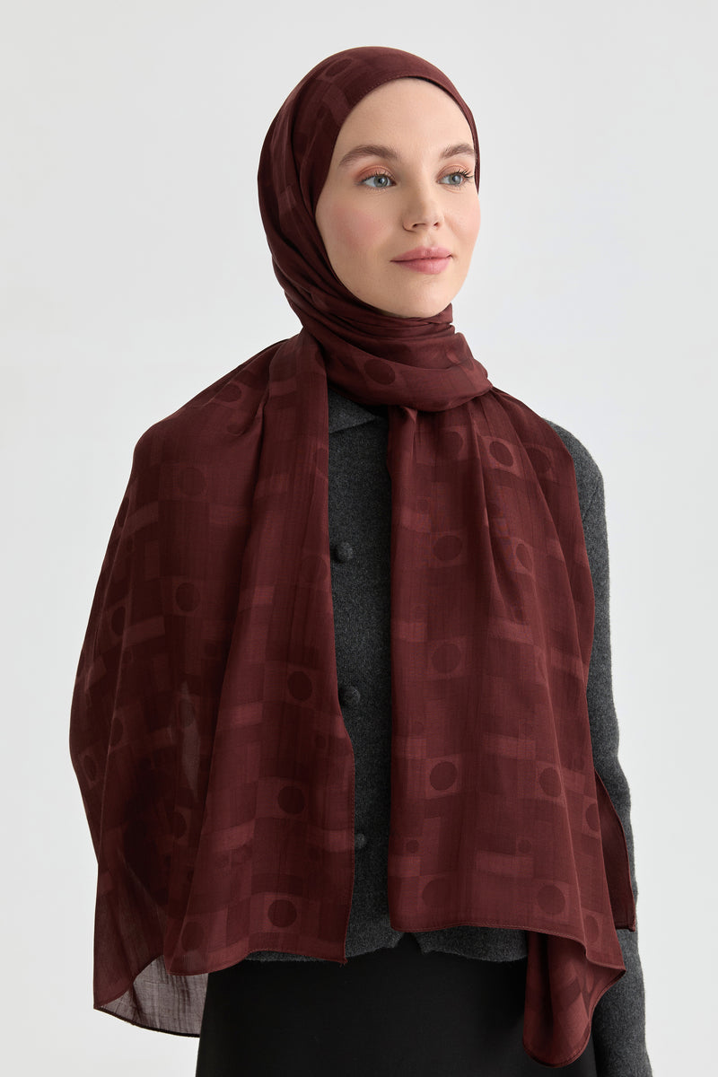Miray Jakar Natural Şal - Bordo TUGBA