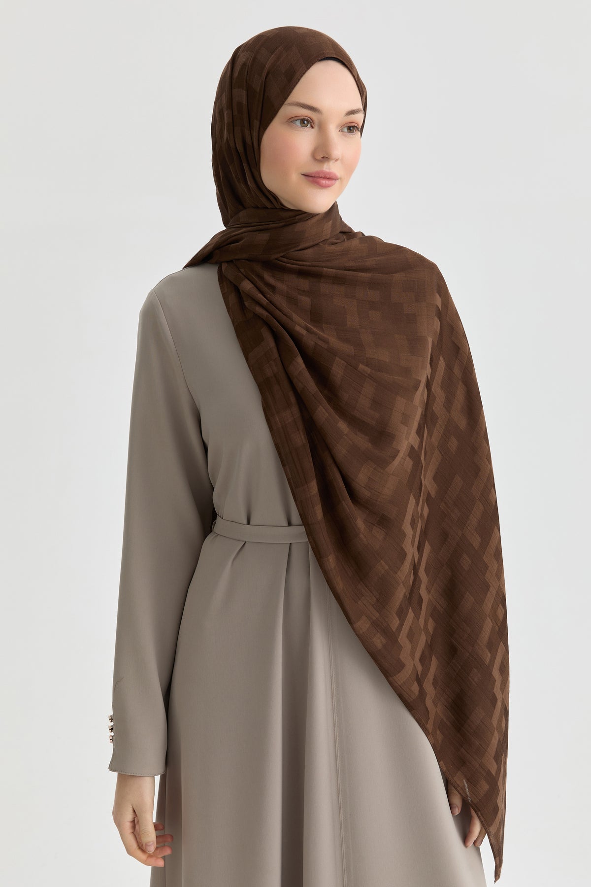 Serra Jakar Natural Şal - Kahve TUGBA