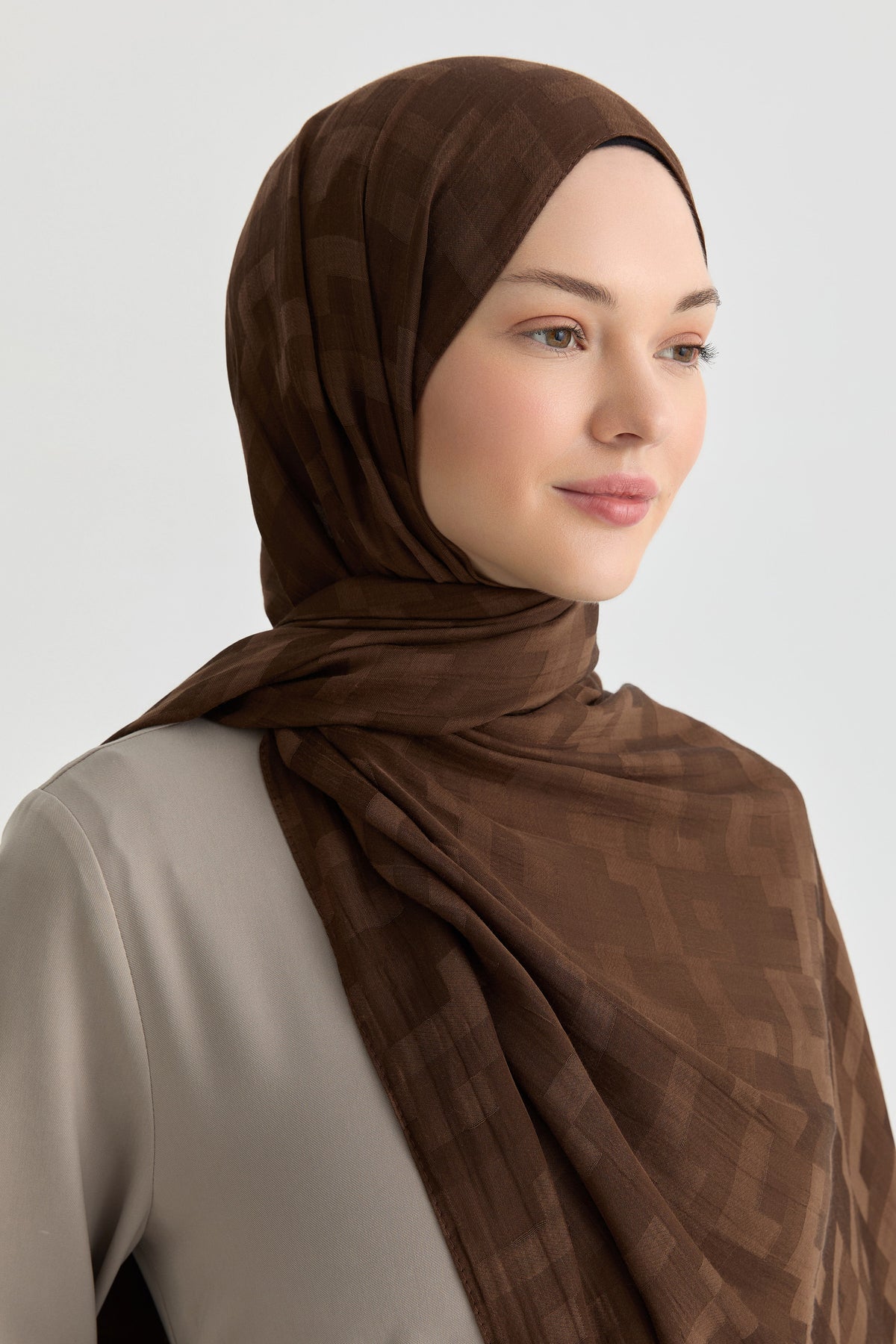 Serra Jakar Natural Şal - Kahve TUGBA