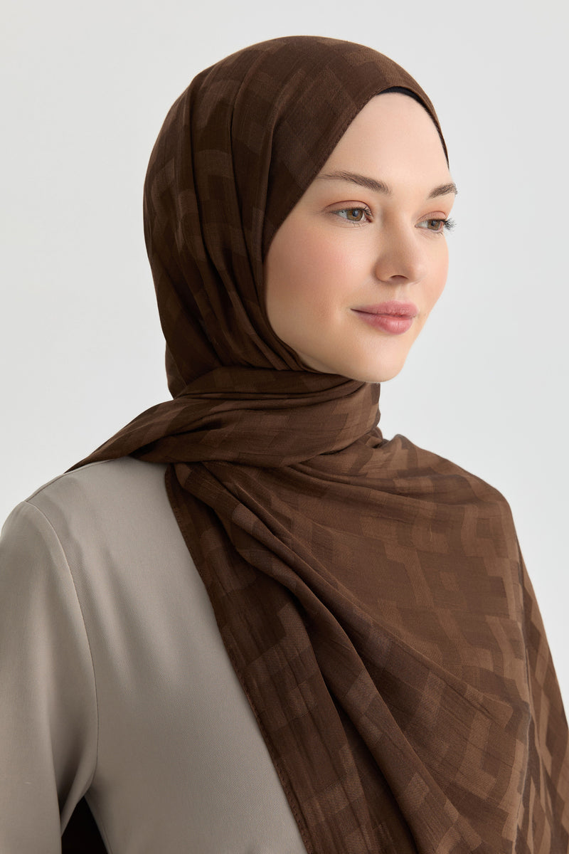 Serra Jakar Natural Şal - Kahve TUGBA