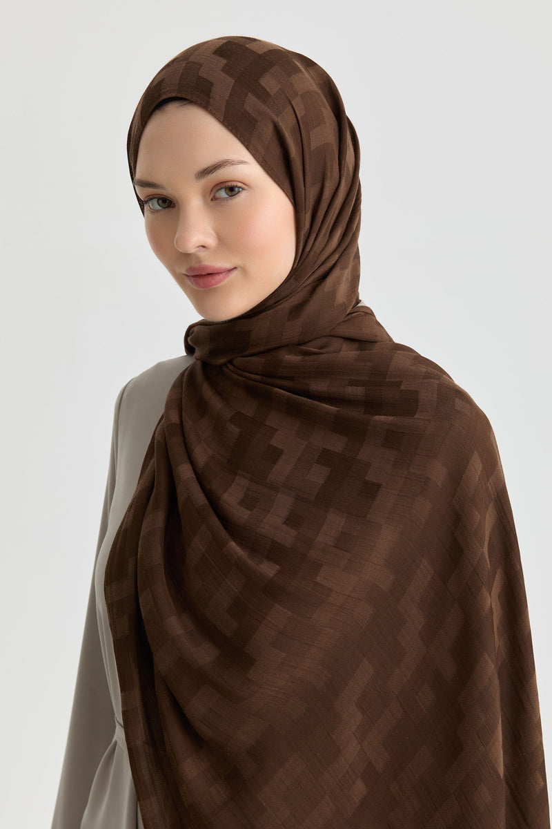 Serra Jakar Natural Şal - Kahve TUGBA