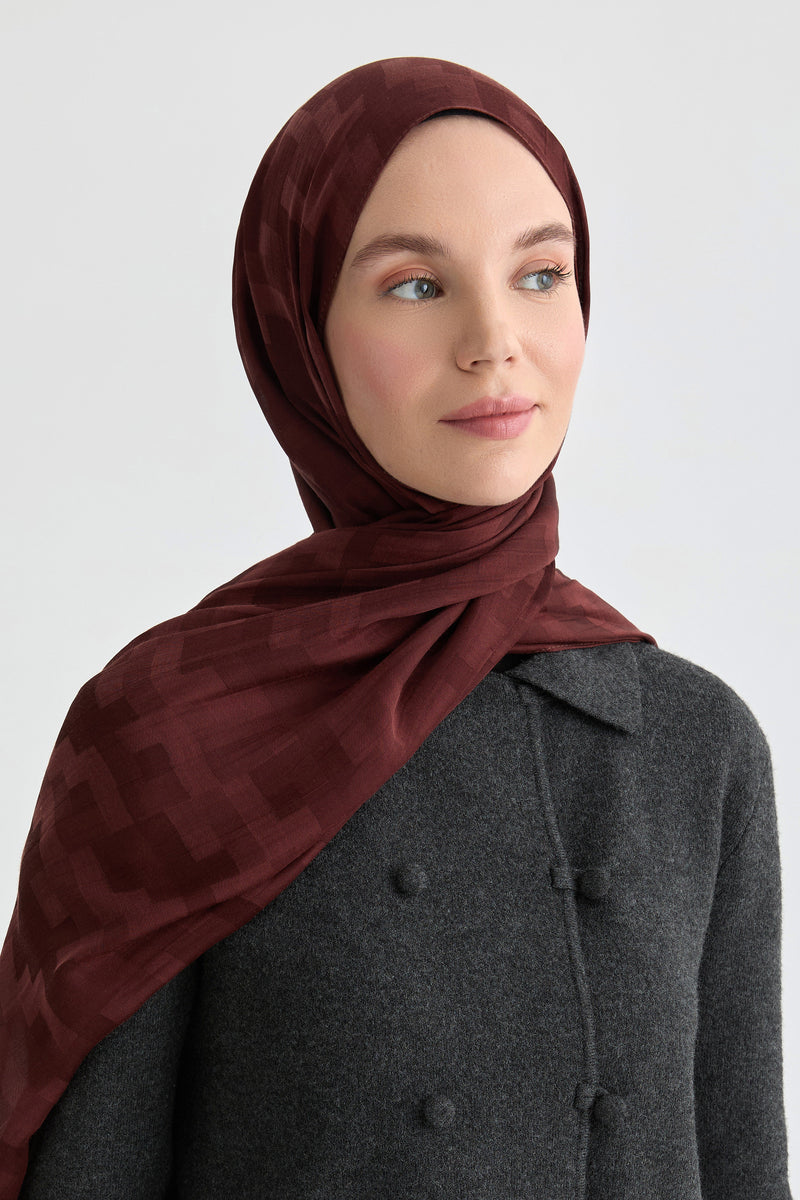 Serra Jakar Natural Şal - Bordo TUGBA