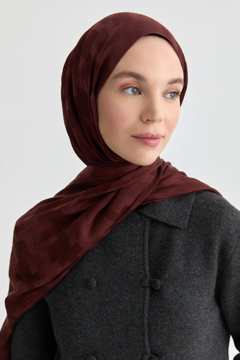 Serra Jakar Natural Şal - Bordo TUGBA