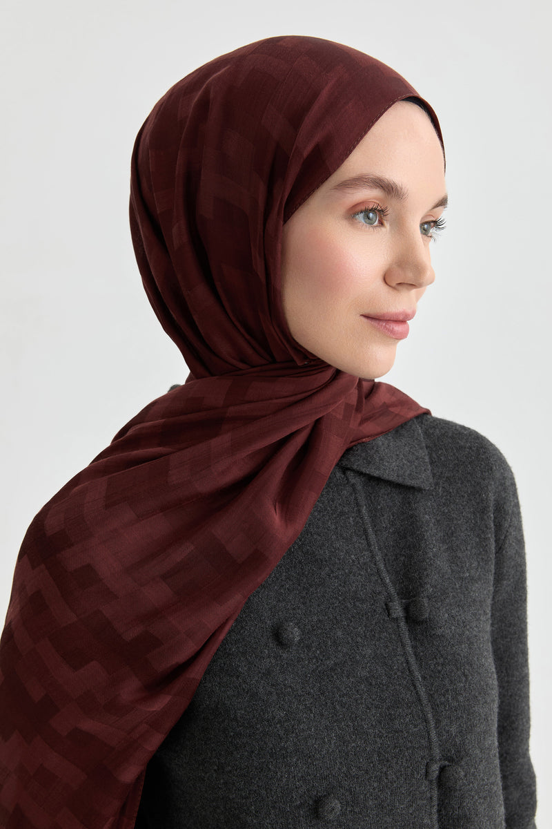 Serra Jakar Natural Şal - Bordo TUGBA