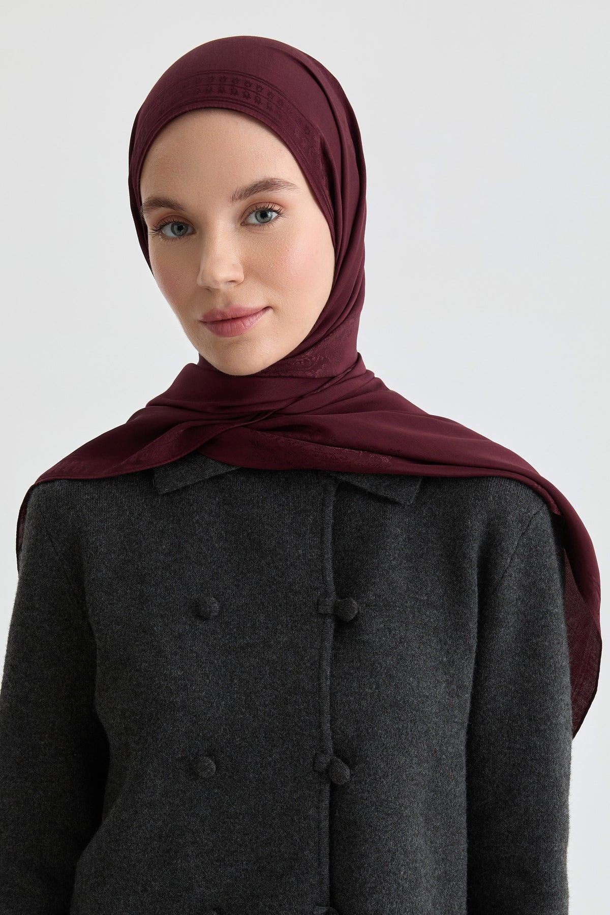Füruzan Jakar Natural Şal - Bordo TUGBA