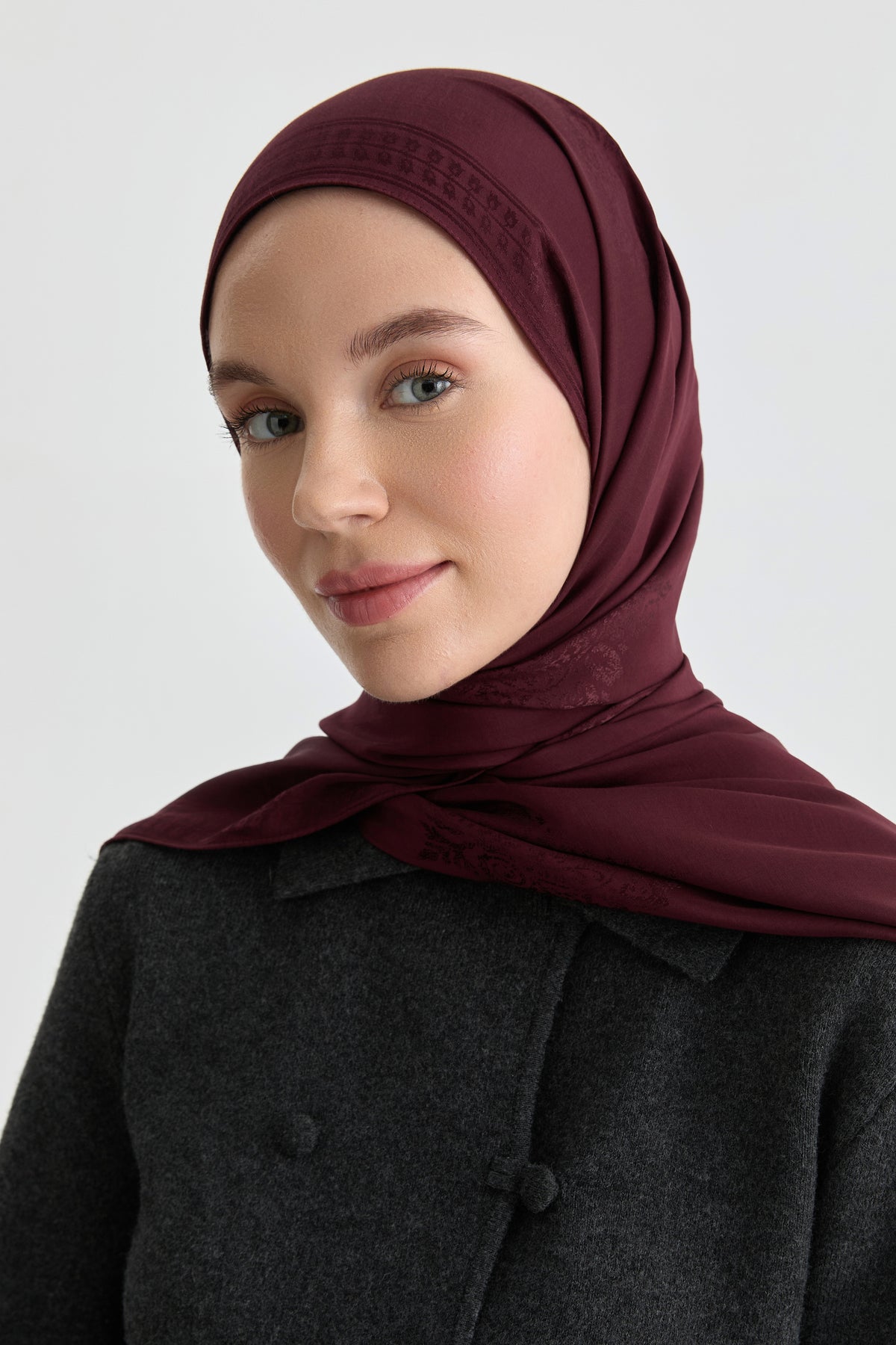 Füruzan Jakar Natural Şal - Bordo TUGBA
