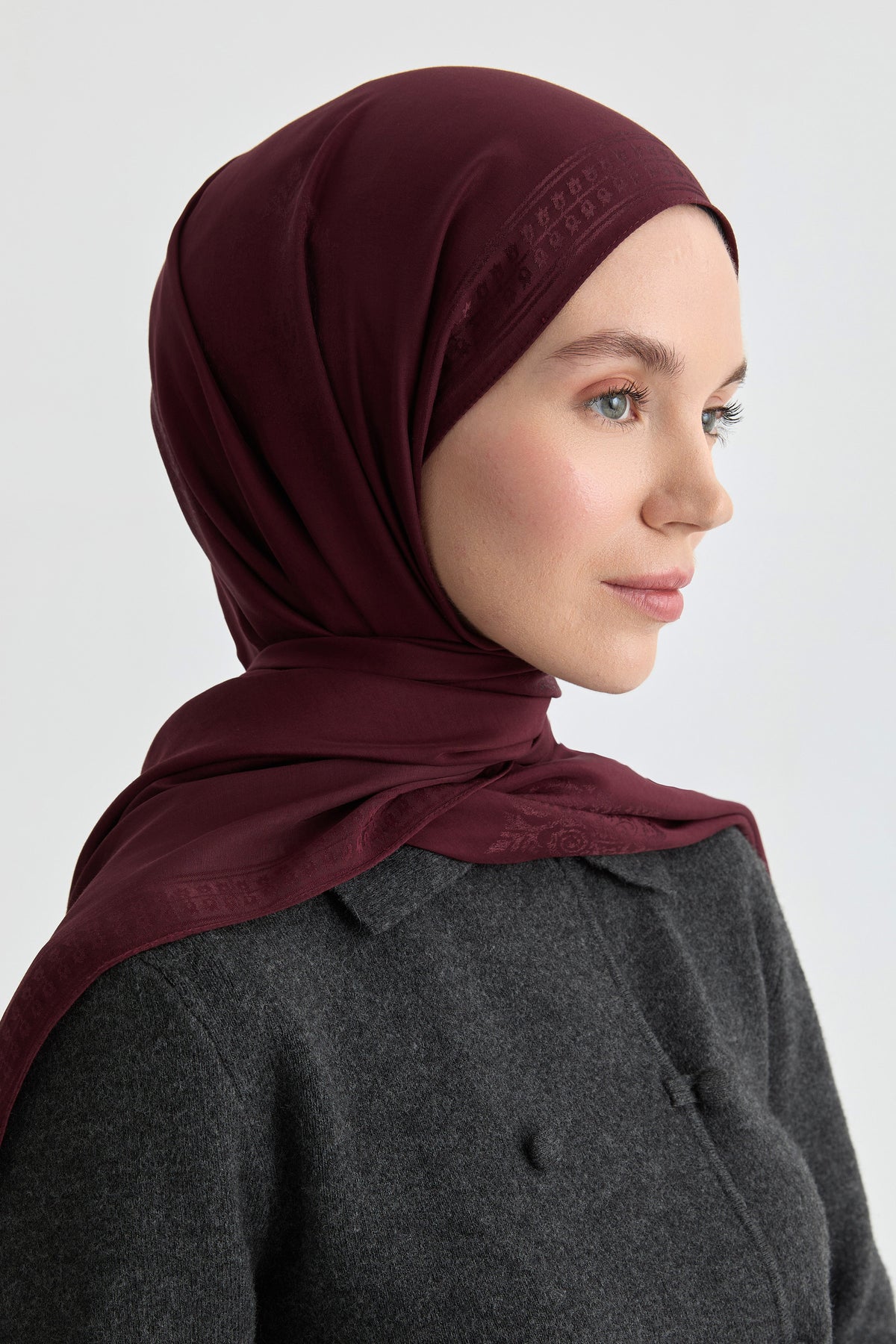 Füruzan Jakar Natural Şal - Bordo TUGBA