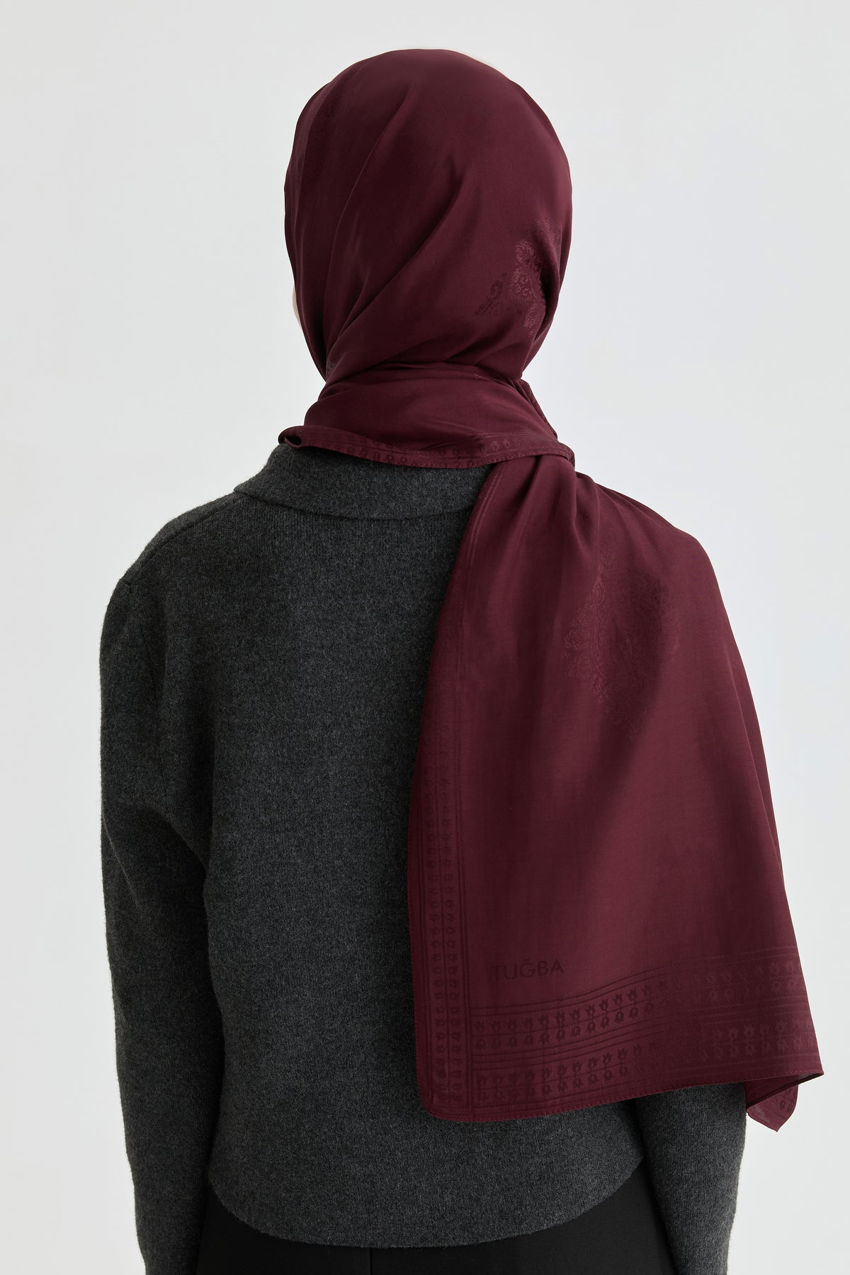 Füruzan Jakar Natural Şal - Bordo TUGBA