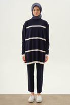 Bel Lastikli Havuç Pantolon - Lacivert TUGBA