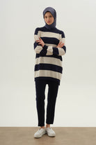 Bel Lastikli Dar Paça Pantolon - Lacivert TUGBA