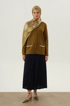 Büyük Beden Pili Detaylı Etek - Lacivert TUGBA