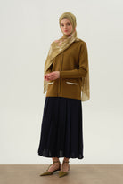 Büyük Beden Pili Detaylı Etek - Lacivert TUGBA