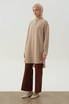 Beli Lastikli Culotte Pantolon - Kahve TUGBA