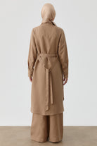 Nervür Detaylı Yırtmaçlı Tunik - Vizon TUGBA