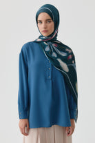 Letafet Şifon İpek Şal - Petrol TUGBA