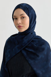 Serra Jakar Natural Şal - Lacivert TUGBA