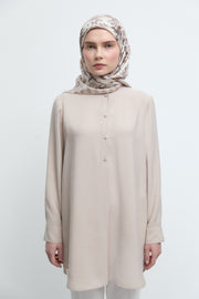 Şemse Twill İpek Eşarp - Bej TUĞBA