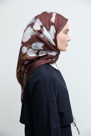 Demet %100 Twill İpek Eşarp - Bordo TUĞBA