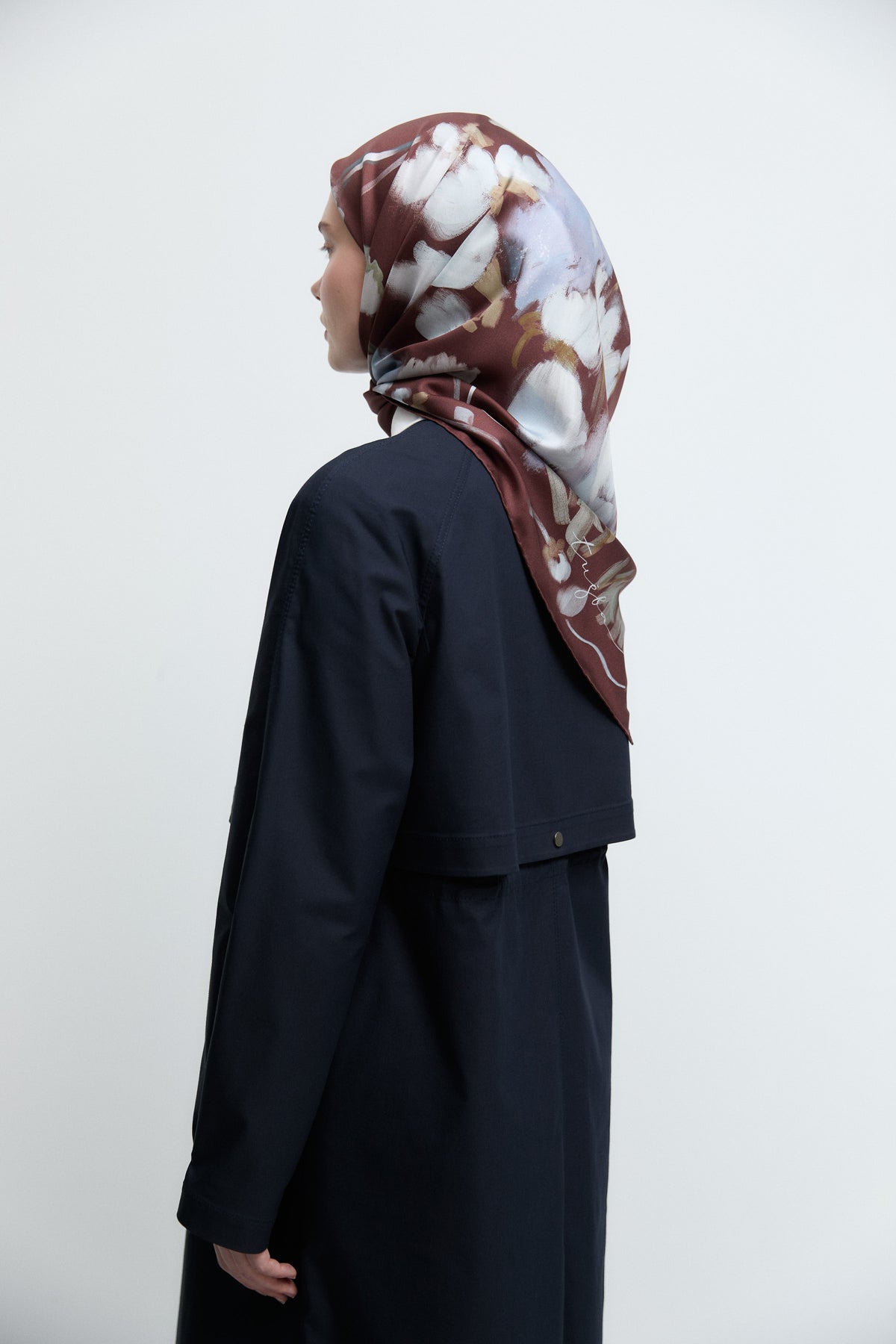 Demet %100 Twill İpek Eşarp - Bordo TUĞBA