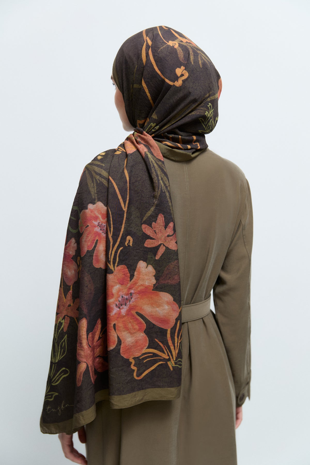 Lalin Viskon Karışımlı Natural Şal - Haki TUĞBA