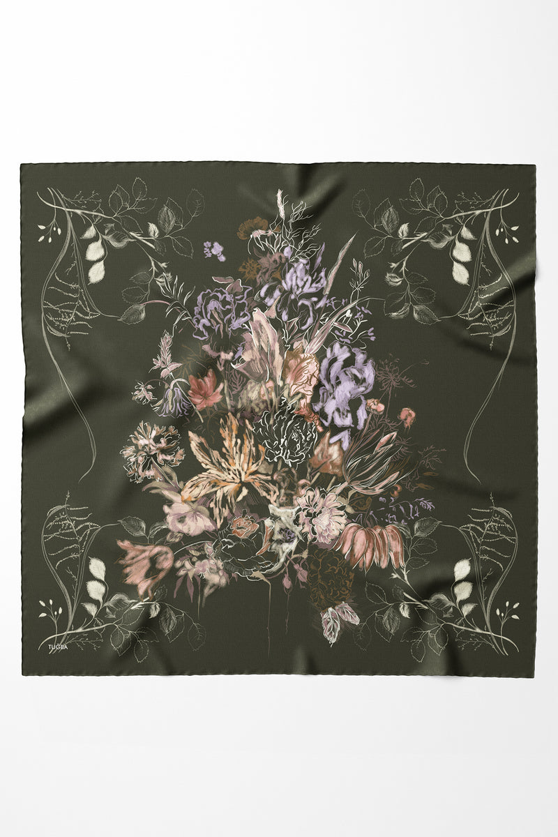 Rayiha %100 Twill İpek Eşarp - Yeşil