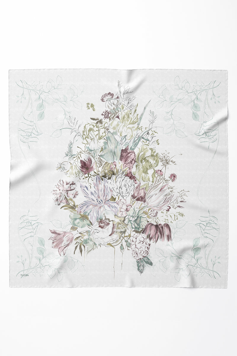 Rayiha %100 Twill İpek Eşarp - Gri Mavi