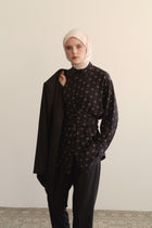 100% Silk Shirt with Sash - Coffee