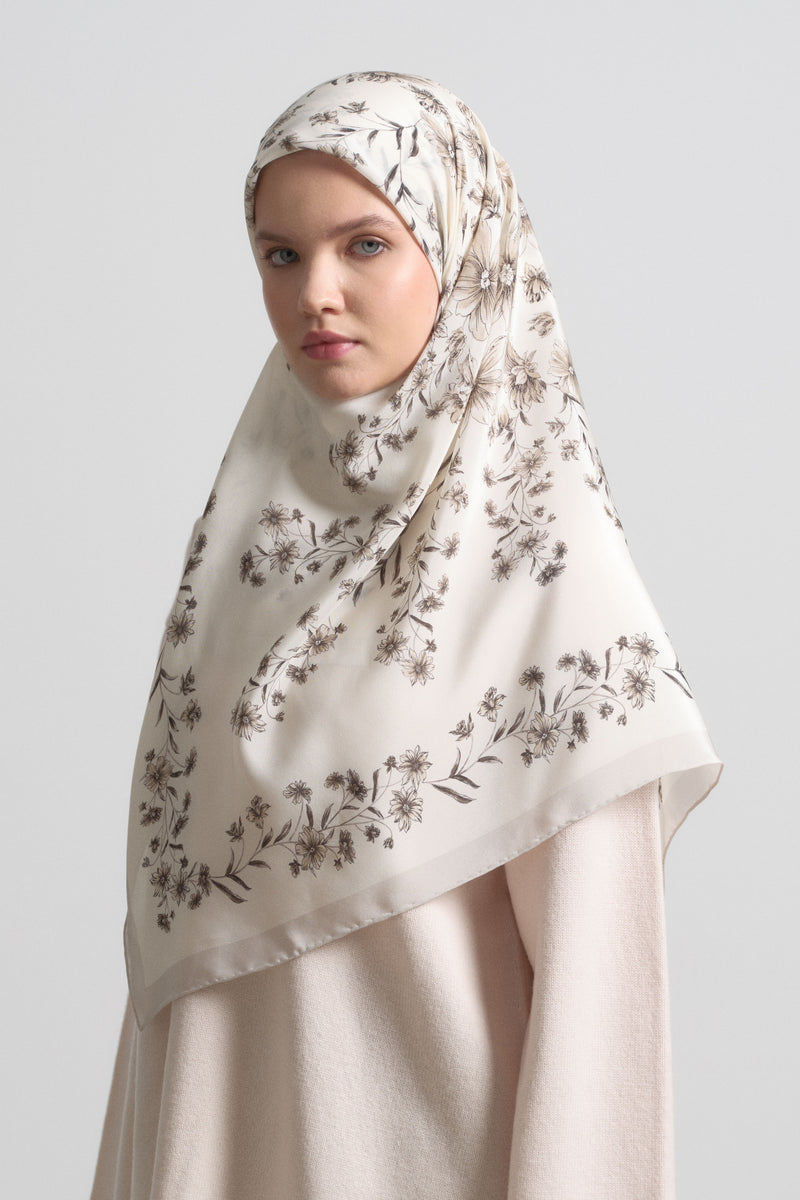 Efser 100% Crepe Silk Scarf - White