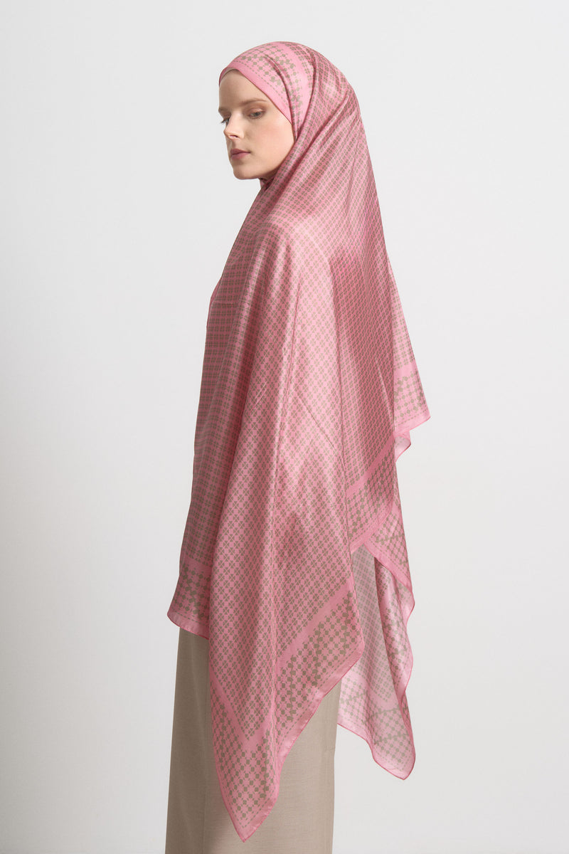 Dizge %100 Vual İpek Şal - Pembe