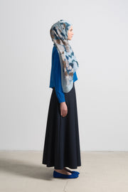 Mahperi Silk Blend Cotton Shawl - Bodrum Blue