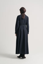 Belted Plaid Dress - Navy Blue