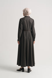 Belted Plaid Dress - Brown