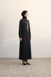 Yün Karışım Kalem Etek - Siyah