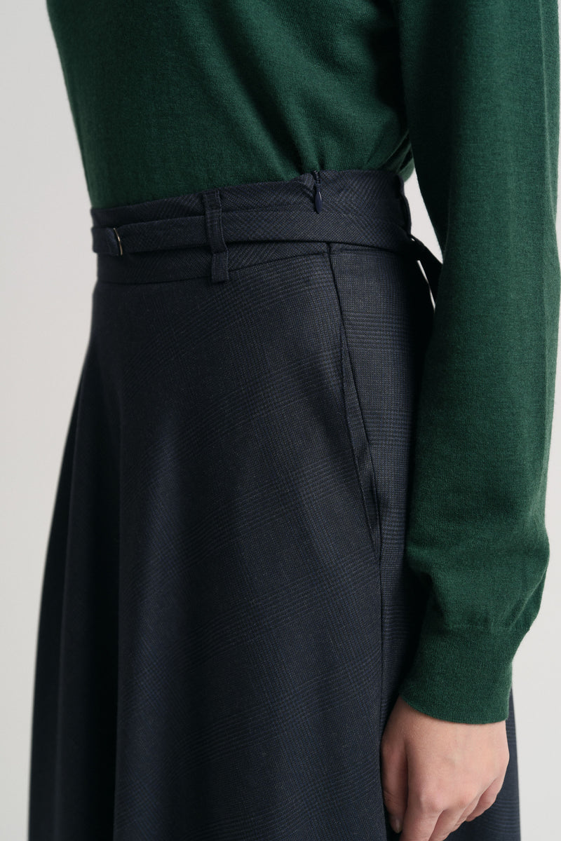 Comfortable Belted Skirt - Navy Blue