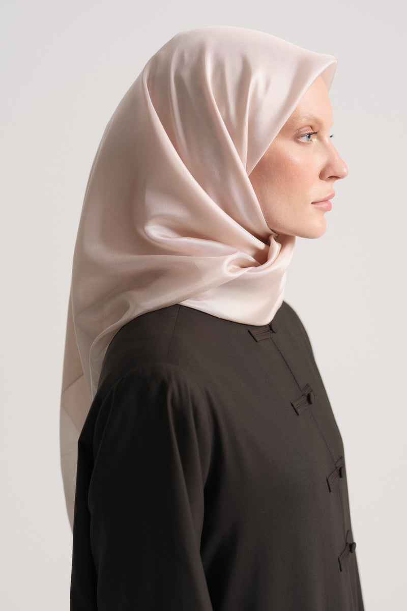 Plain 100% Voile Silk Scarf - Powder Pink