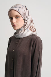 Mihrimah %100 Twill İpek Eşarp - Açık Kahve
