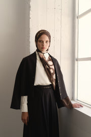 Wool Blend Button-Up Jacket - Brown
