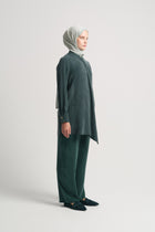 Lyocell Blend Mandarin Collar Tunic - Petroleum
