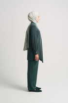 Lyocell Blend Mandarin Collar Tunic - Petroleum