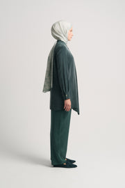 Lyocell Blend Mandarin Collar Tunic - Petroleum