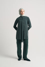 Lyocell Blend Mandarin Collar Tunic - Petroleum