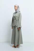 %100 Keten Yandan Bağlamalı Kimono  - Mint TUĞBA