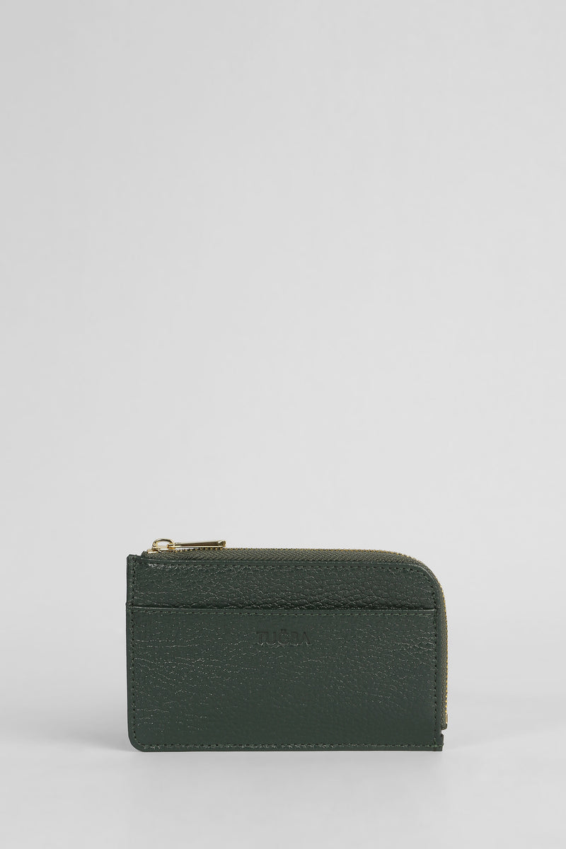 Genuine Napa Leather Card Holder Wallet - Dark Green