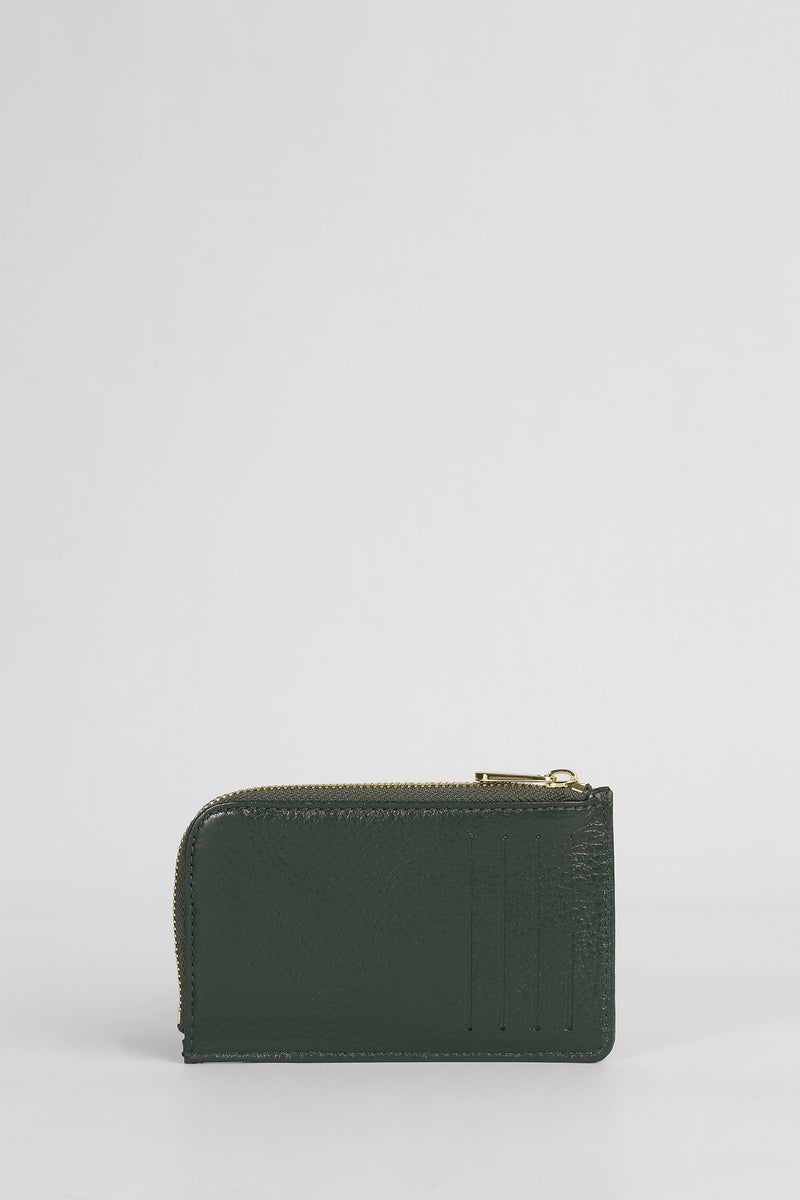 Genuine Napa Leather Card Holder Wallet - Dark Green