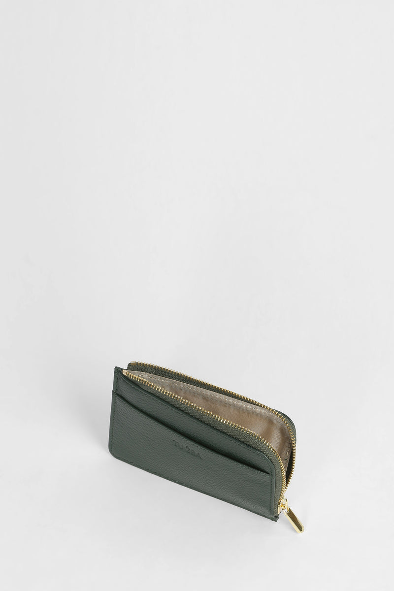 Genuine Napa Leather Card Holder Wallet - Dark Green