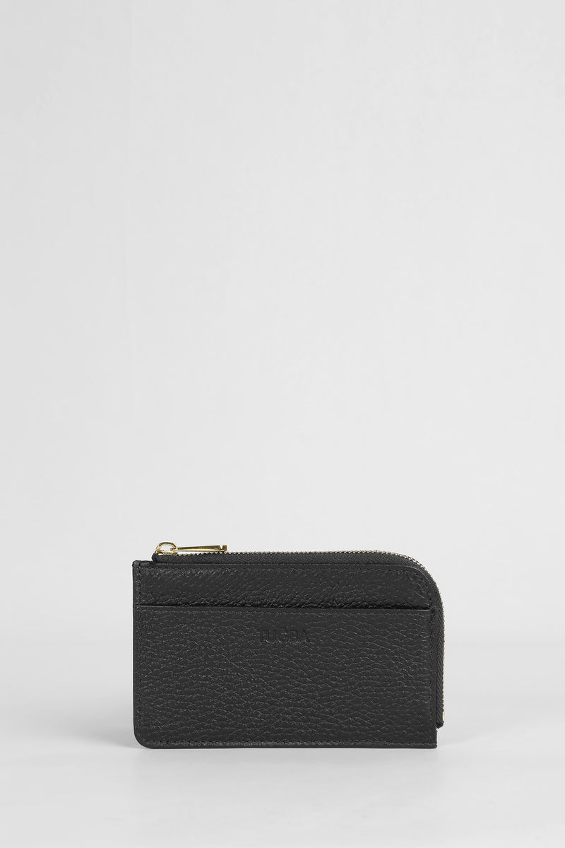 Genuine Napa Leather Card Holder Wallet - Black