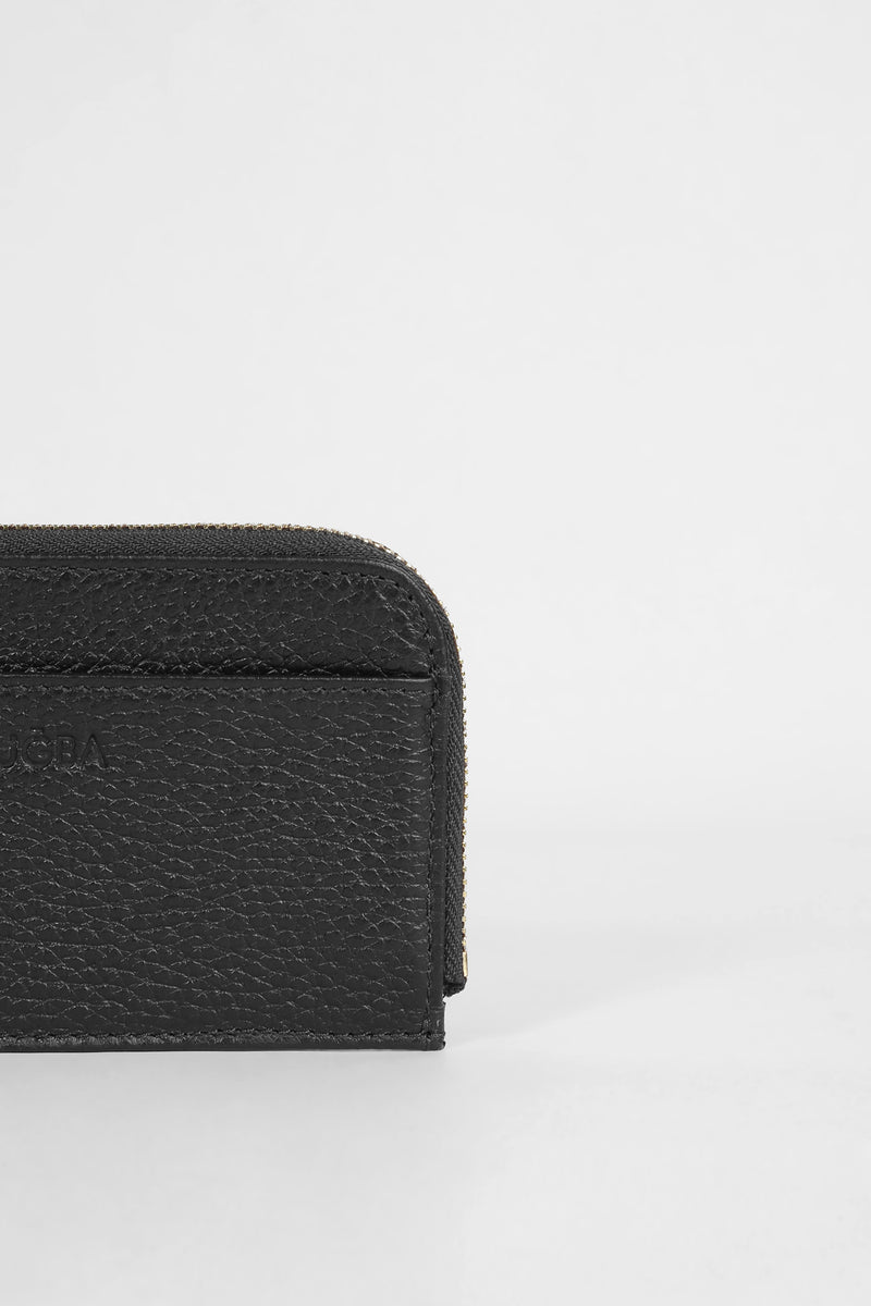 Genuine Napa Leather Card Holder Wallet - Black