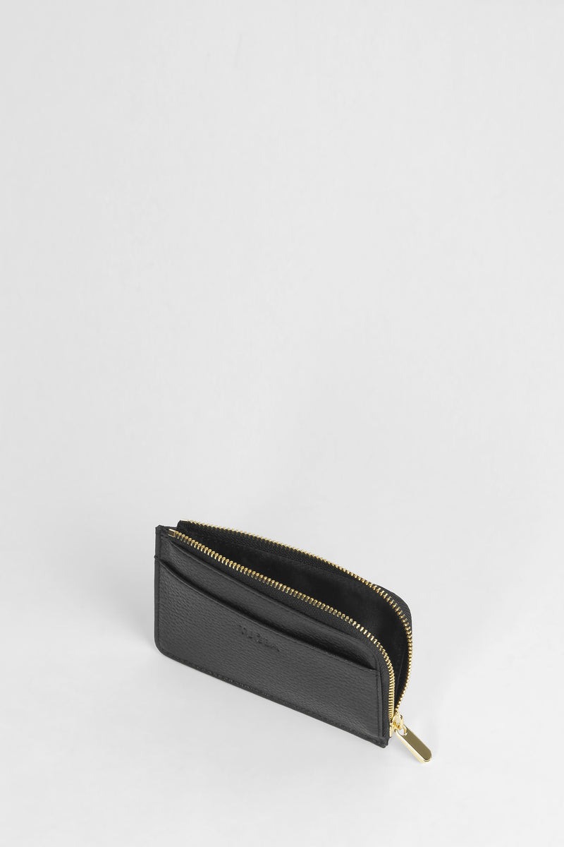 Genuine Napa Leather Card Holder Wallet - Black