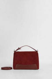 Genuine Napa Leather Modern Baguette Bag - Burgundy